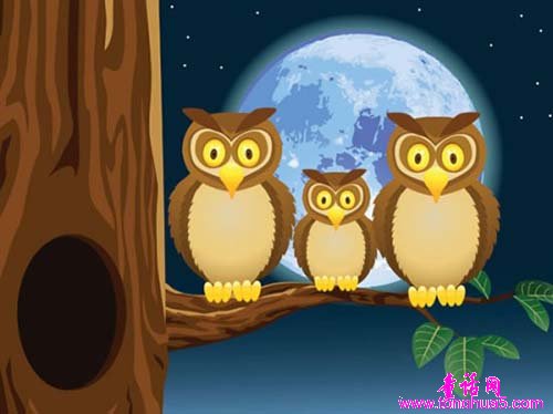 三只猫头鹰